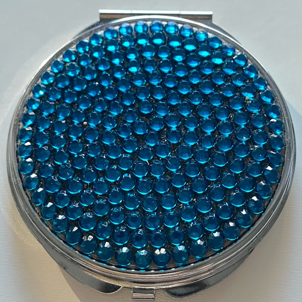 Blue Rhinestone Compact Double-Sided Mirror - Picture 2 of 5